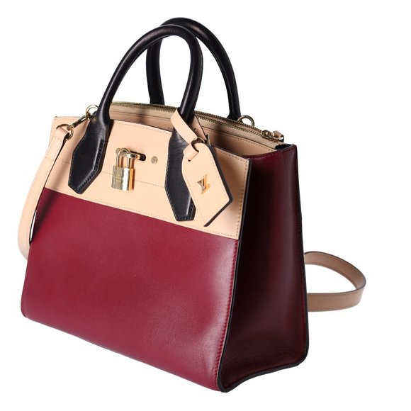 Louis Vuitton City Steamer PM Beige Bordeaux Colorblock Small Satchel Handbag - Picture 5 of 17